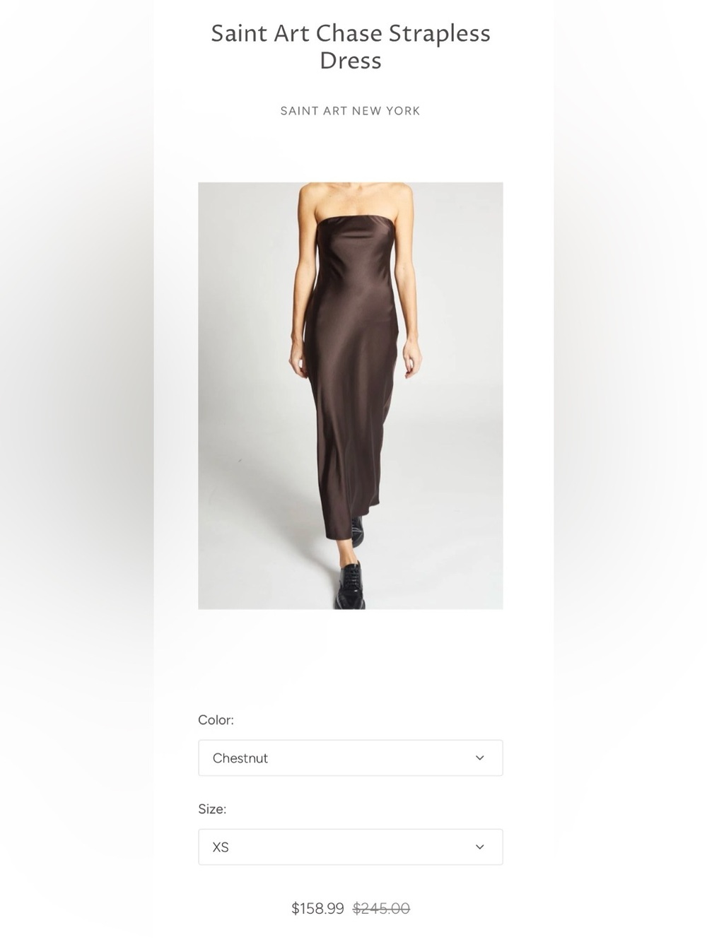 NWT: Saint Art Chase Strapless Slip Dress in Slate Grey, sz Small ($245 retail)